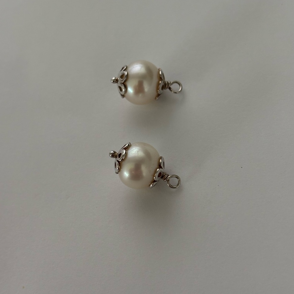 Authentic Pandora Retired White Pearl Earrings